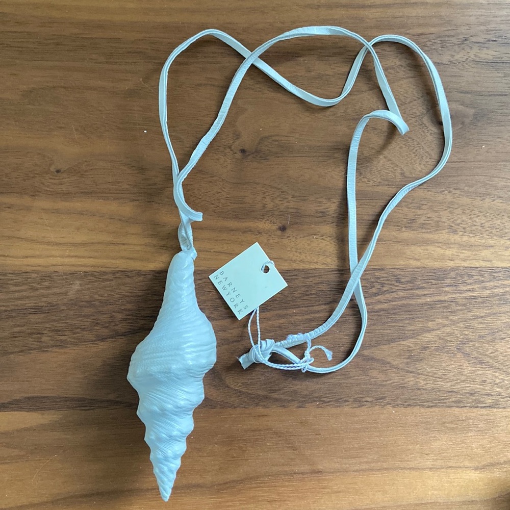 Barneys New York- Leather-covered shell necklace